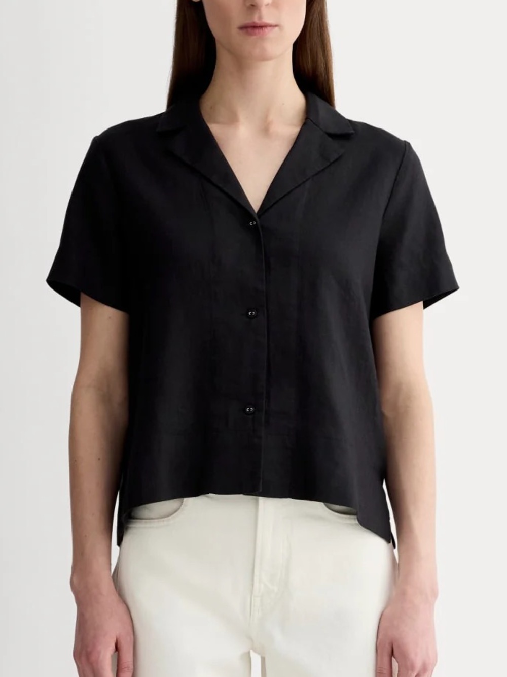 Everlane The Notch Shirt in Linen Black